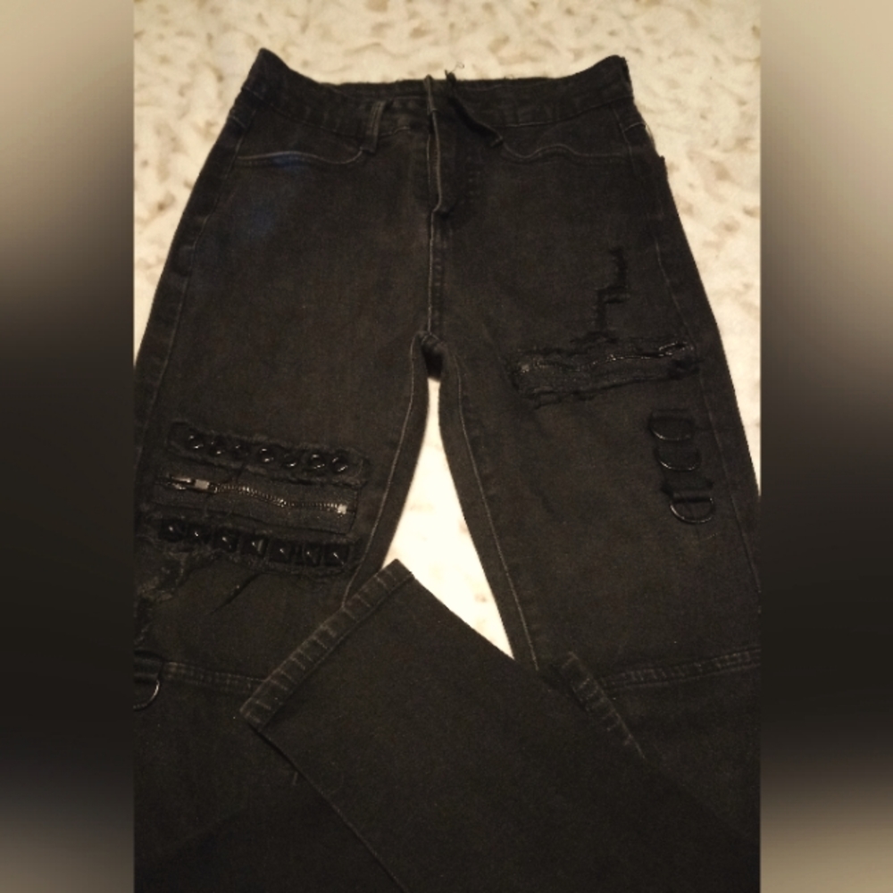 Killstar "Spiked" Destructed Harness Jeans